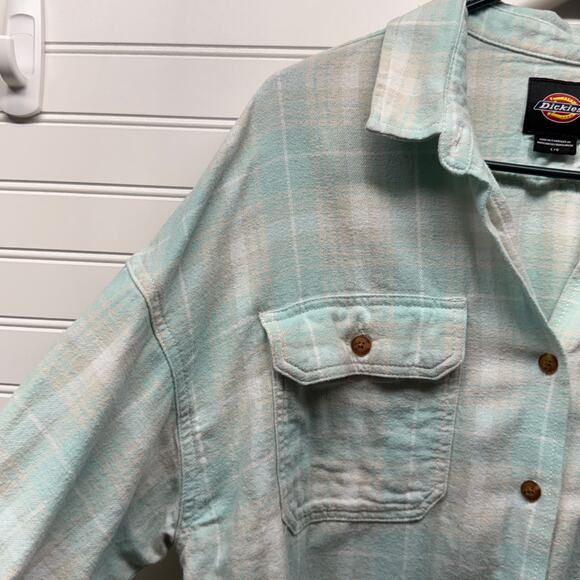 Dickie’s Plaid button Up Flannel Long Sleeve Shirt Size L - Picture 4 of 11